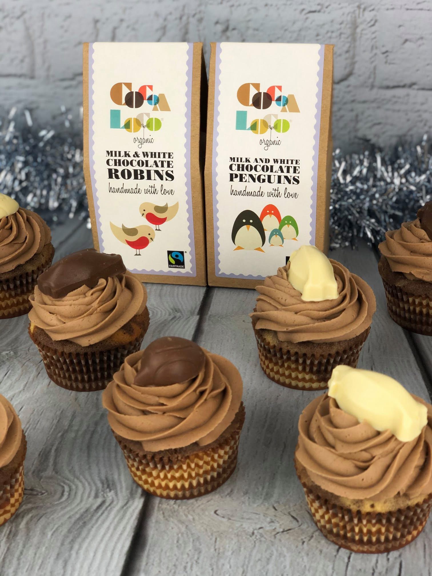 Chocolate Robin & Penguin Cupcakes